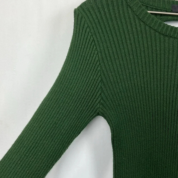 Lulu’s Womens Sweater Dress S Forest Green Midi Ribbed Cutout Back Bodycon EUC - Picture 4 of 11